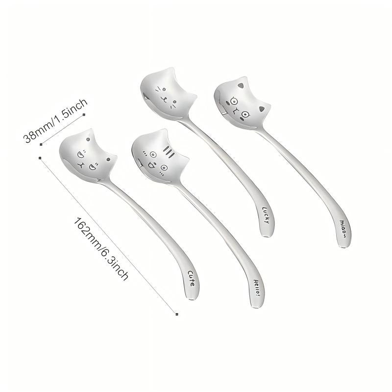 Funny Teaspoon Long Tail Cat Coffee Spoon 4PCS
