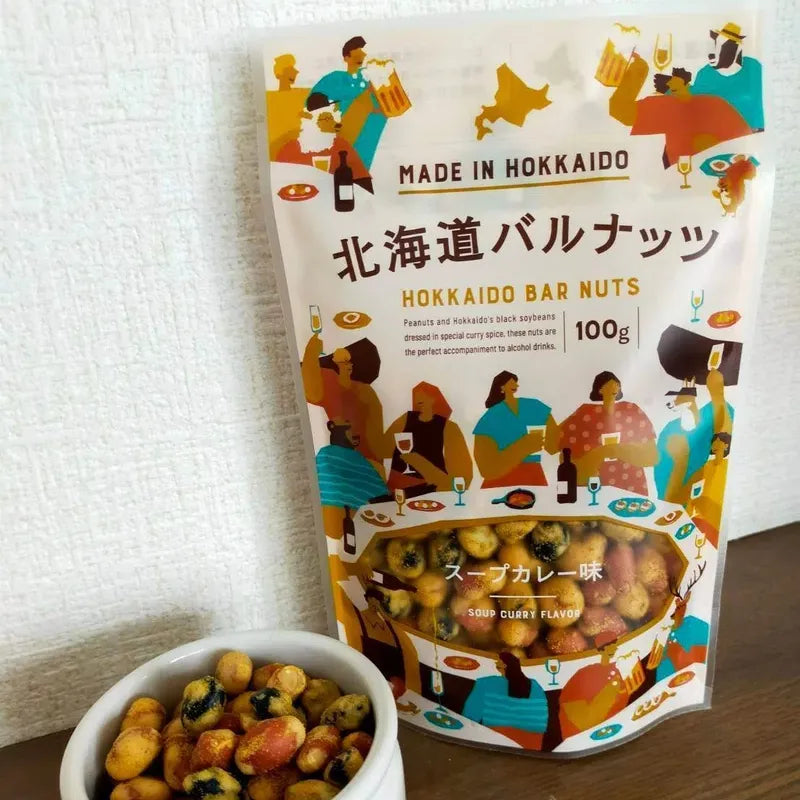 HOKKAIDO BAR NUTS Soup Curry Flavor Peanuts & Black Soybeans 100g