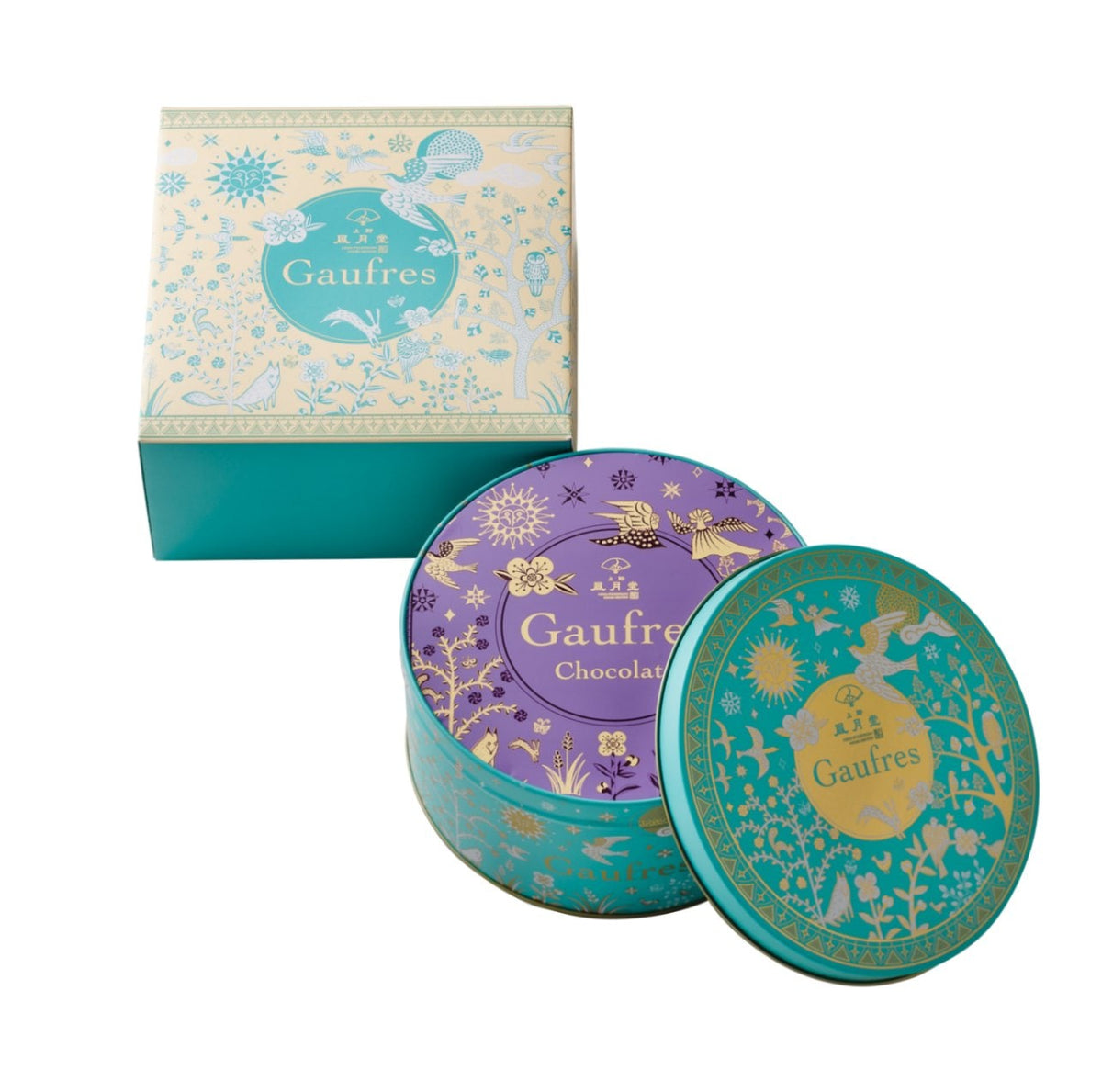 Ueno Fugetsudo Gaufres 8-piece assorted wafer cookies in a decorative tin