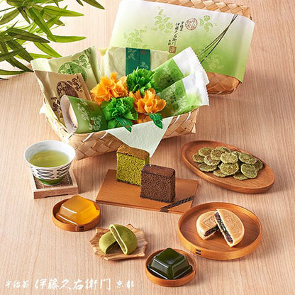 Ito Kyuemon Uji Matcha Traditional Japanese Snack Bamboo Basket Set Gift Box