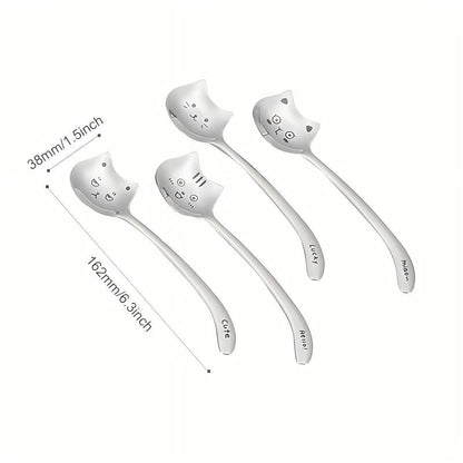 Funny Teaspoon Long Tail Cat Coffee Spoon 4PCS