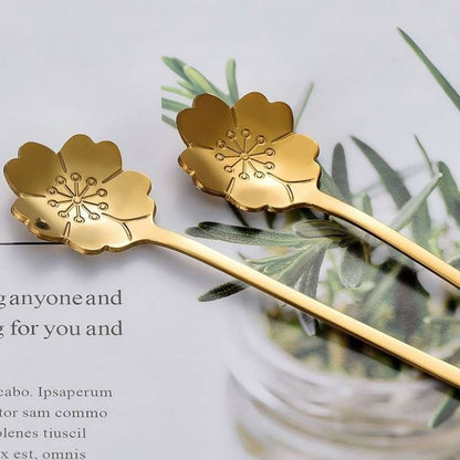 Sakura Cherry Blossom Stainless Steel Spoon - Coffee and Dessert Spoon for Gifts or Party Favors
