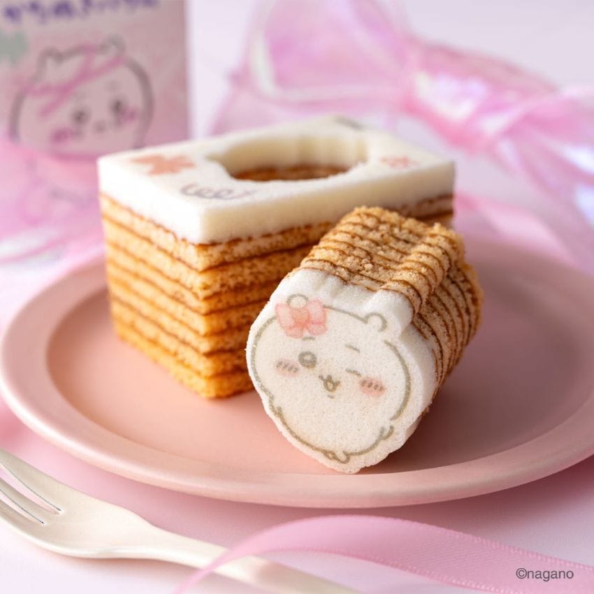 Chiikawa Katanuki Baum Ribbon cake with character cut-out