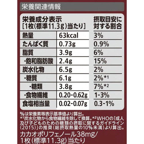 Nutrition information table on Nestlé KitKat Otona no Amasa packaging
