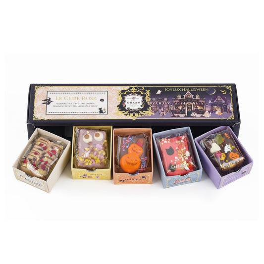 CAFE OHZAN Chat Noir decorated chocolate cube rusk