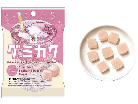 7-Eleven Premium Bubbly Peach Flavor Gummy candies 31g - Sweet Fruity Treat - Japanese Gourmet Souvenir