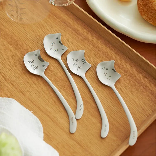 Funny Teaspoon Long Tail Cat Coffee Spoon 4PCS