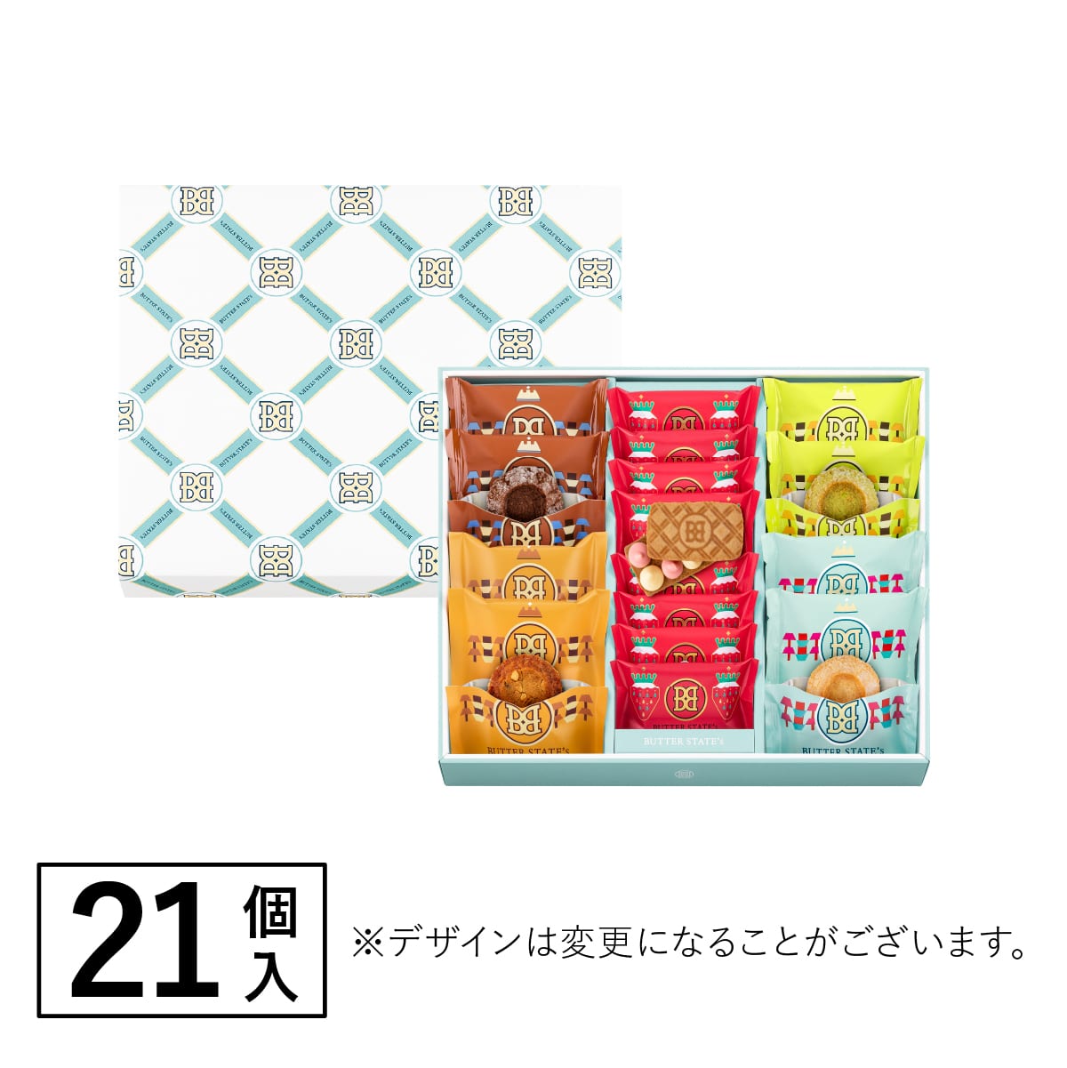 Butter States Assorted Butter Biscuit Gift Box 21pcs 5 types - Savory & Delicious - Japanese Gourmet Souvenir - Hero Shot